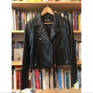 VEDA black leather jacket, M/L, NWOT